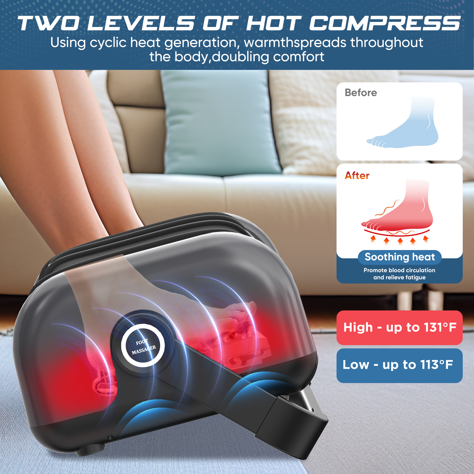 resimler/genel/Purr Air Eight - Hava Basınçlı, Isı Terapi ve Titreşimli, Shiatsu Ayak ve Bacak Masaj Aleti Siyah