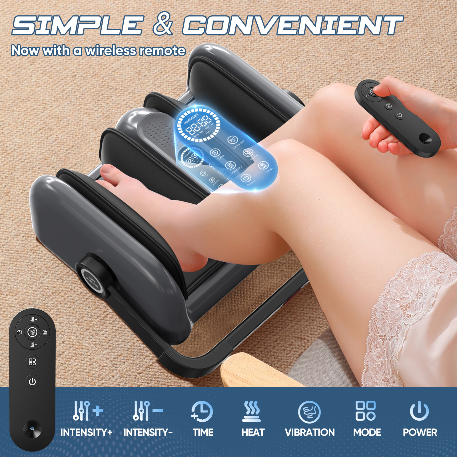 resimler/genel/Purr Air Eight - Hava Basınçlı, Isı Terapi ve Titreşimli, Shiatsu Ayak ve Bacak Masaj Aleti Siyah