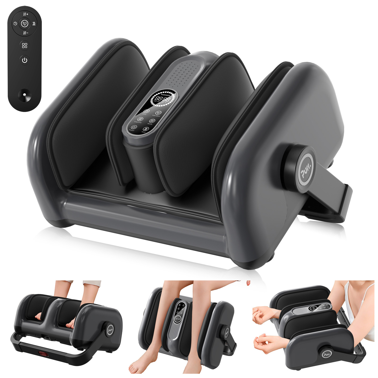 Purr Air Eight - Hava Basınçlı, Isı Terapi ve Titreşimli, Shiatsu Ayak ve Bacak Masaj Aleti Siyah